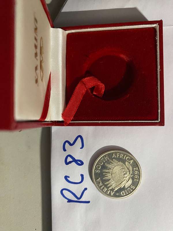 1992 Silver Proof South Africa Protea Series R1 - Soli Deo Gloria - in SA munt coin box