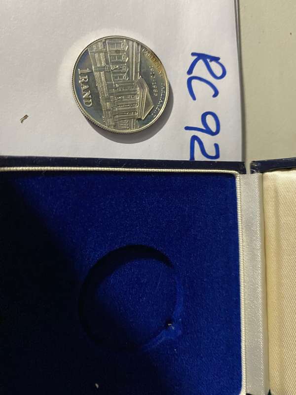 1985 Silver proof South Africa R1 - Parliament