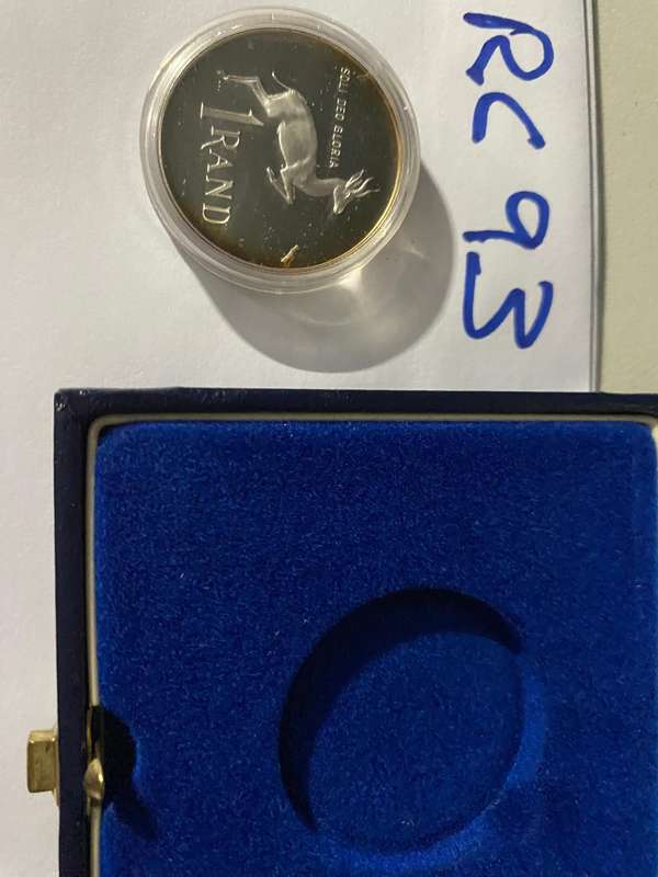1990 South Africa Silver proof R1, capsulated and in SAM box