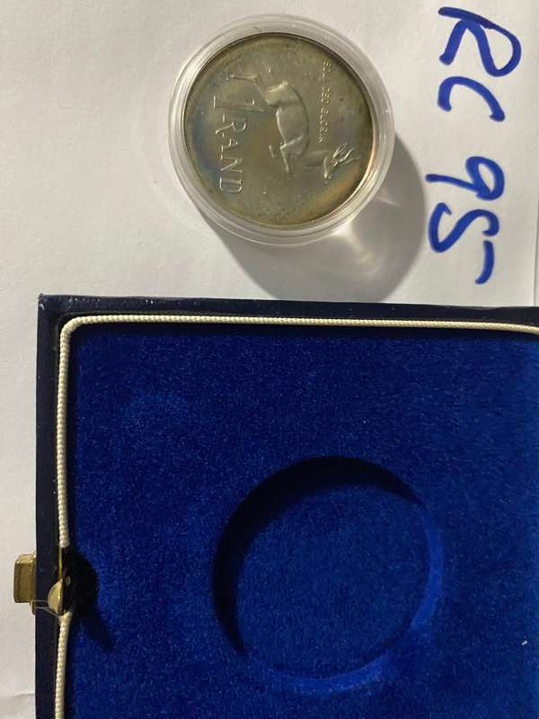 1990 South Africa Silver proof R1, capsulated and in SAM box