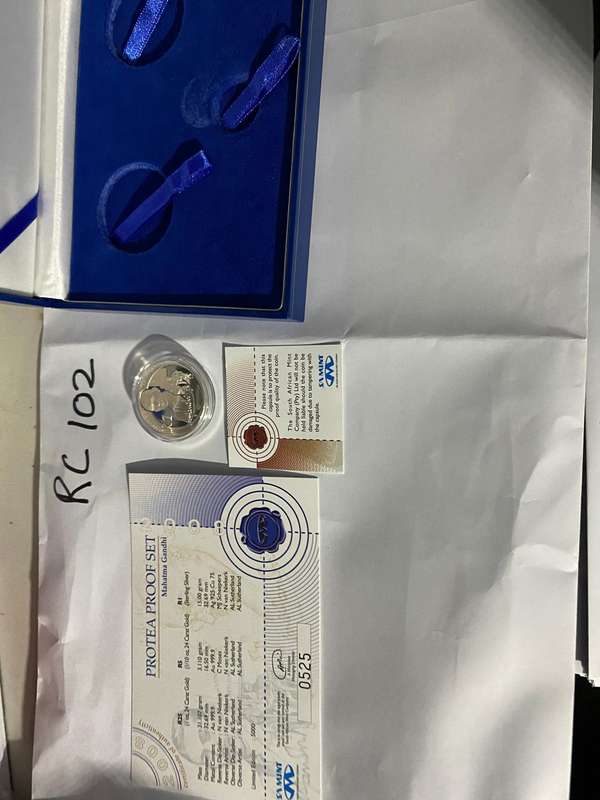 2008 South Africa Proof Silver proof R1 - Protea Series, Ghandi - in SAM box with certificate