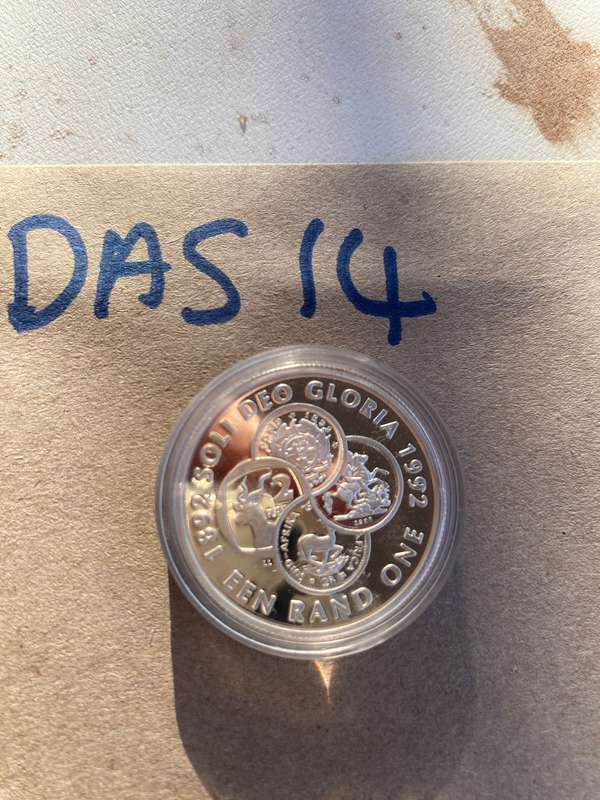 1992 South Africa Silver Proof R1 - Deo Gloria