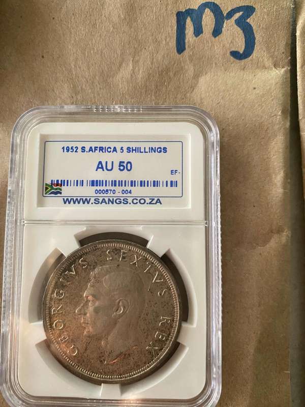 1952 South Africa 5 Shillings - Graded AU 50