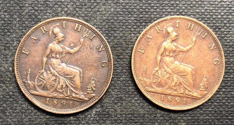 FARTHING 1891 UK COLLECTION OF TWO