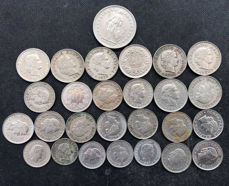SWITZERLAND 1906 onwards 5 10 20 Rappen & 2 Francs Collection of 27 Coins