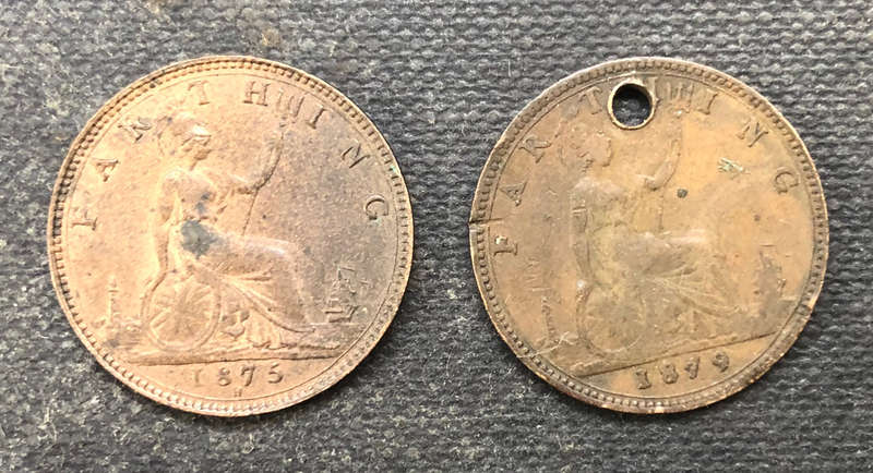 FARTHING 1875H AND 1879 UK COLLECTION OF 2