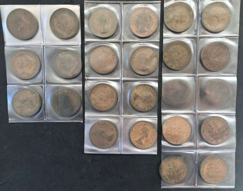 PENNY 1937-1946 1949-1960 Union of South Africa Collection of 22 Coins
