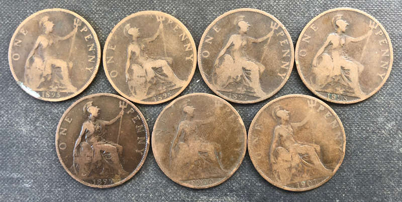 PENNY 1895, 1896,1897,1898,1899,1900 and 1901 BRITISH VEILED VICTORIA COLLECTION