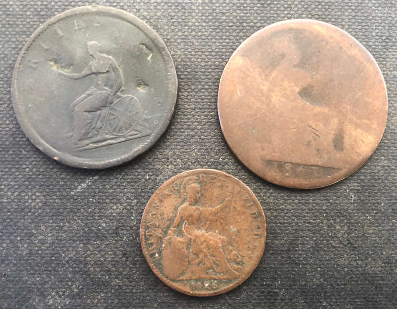 HALF PENNY 1806 FARTHING 1826 PENNY 1863 BRITAIN COLLECTION OF 3 COINS
