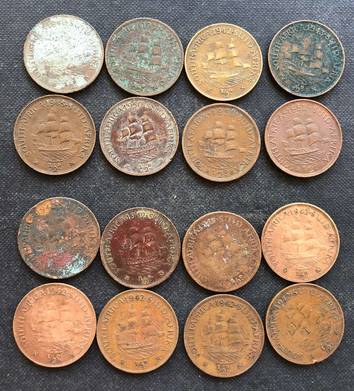 HALF PENNY 1940-1943, 1945, 1950-1952, 8 x 1942 UNION OF SOUTH AFRICA COLLECTION OF 16