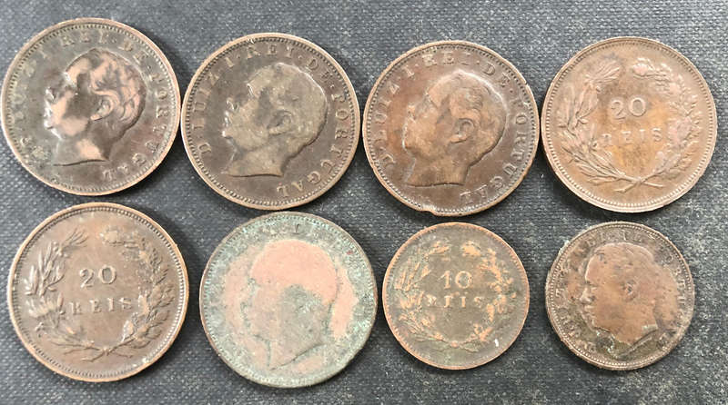 PORTUGAL REIS 1882 1883 1884 1891 1892 Collection of 8 Coins