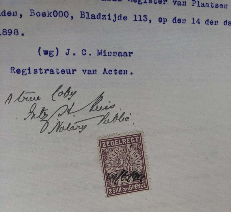 STAMPS TWO ZUID AFRIKAANSCHE REPUBLIEK ZEGELREGT 1899 TWO SHILLINGS AND SIXPENCE ON DUTCH DOCUMENT