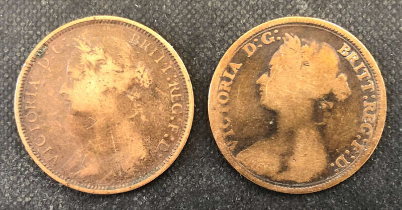 HALF PENNY 1880 AND 1881 BRITISH QUEEN VICTORIA