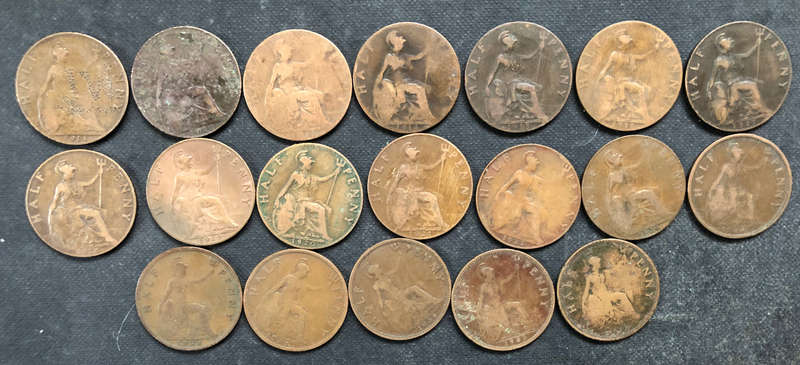 HALF PENNY BRITAIN 1911, 1912, 1913, 1914, 1915, 1916, 1917, 1918, 1919, 1920, 1921, 1922, 1924,....