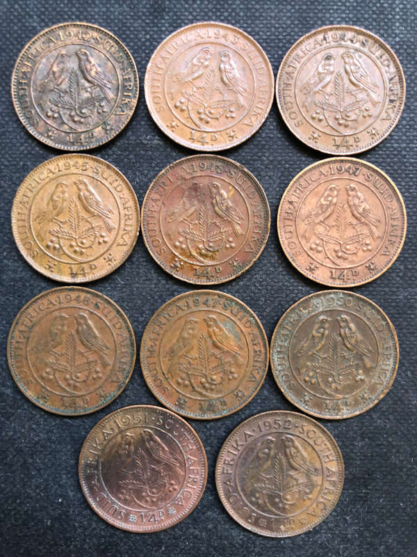 FARTHINGS 1942-1952 1943 COIN (START OF CRACKED DIE) UNION OF SOUTH AFRICA COLLECTION 11 GEORGE VI