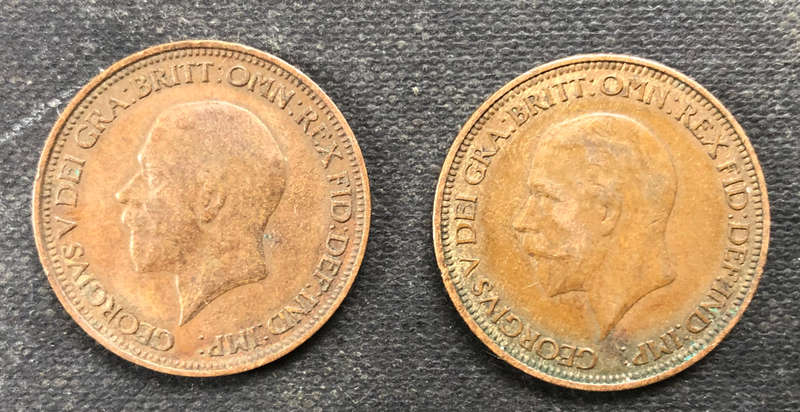 HALF PENNY 1928 AND 1929 BRITAIN COLLECTION OF TWO