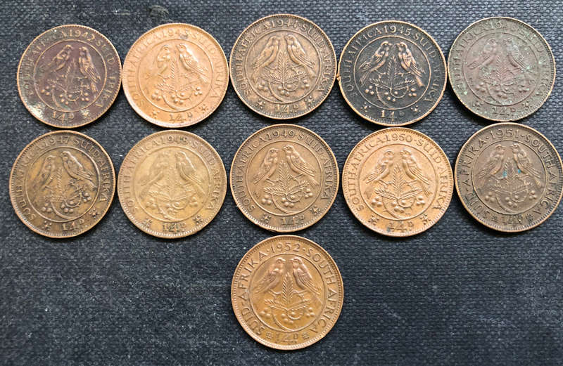 FARTHINGS 1942-1952 1943 COIN (START OF CRACKED DIE) UNION OF SOUTH AFRICA COLLECTION 11 GEORGE VI