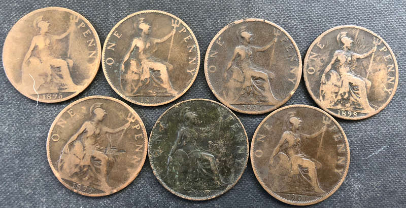 PENNY 1895, 1896,1897,1898,1899,1900 and 1901 BRITISH VEILED VICTORIA COLLECTION