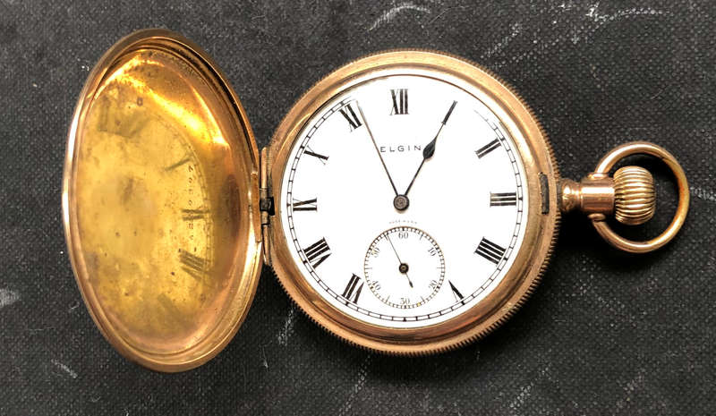 ELGIN GOLD PLATED POCKET WATCH ANTIQUE WORKING CONDITION