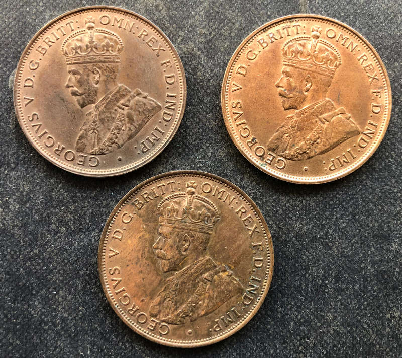 PENNY 1923 - STATE OF JERSEY 1/12 SHILLINGS COLLECTION OF 3