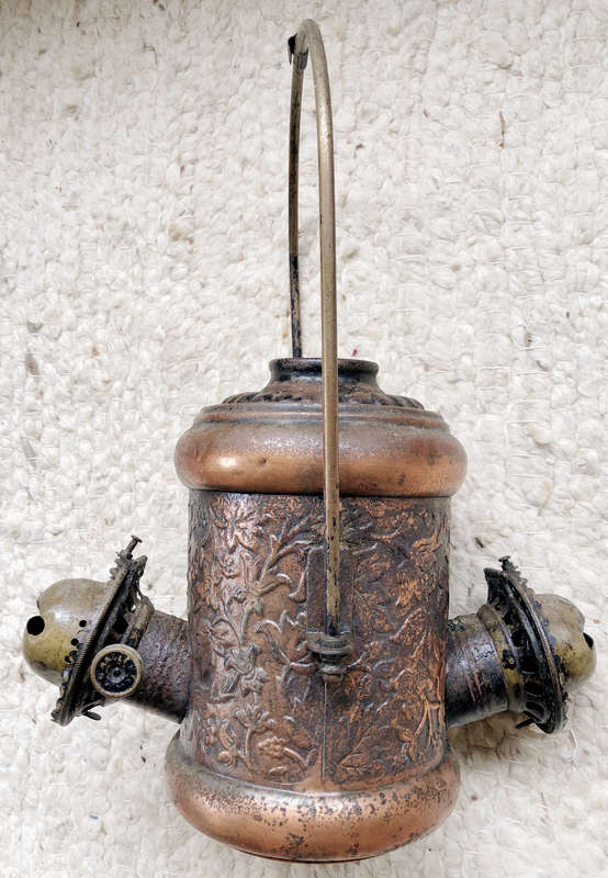LAMP OIL ANTIQUE DOUBLE SIGNED ANGLE MANUFACTURING CO HANGING 1892-1929 - DEFICIENT