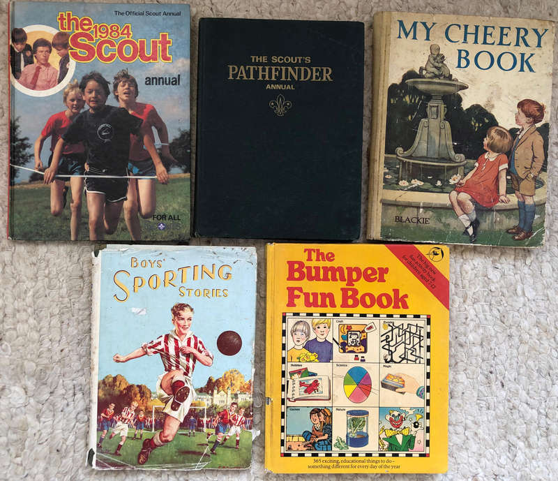 The Bumper Fun Book Boys' Sporting Stories The Cheery Book 1972 and 1984 Scout Annuals