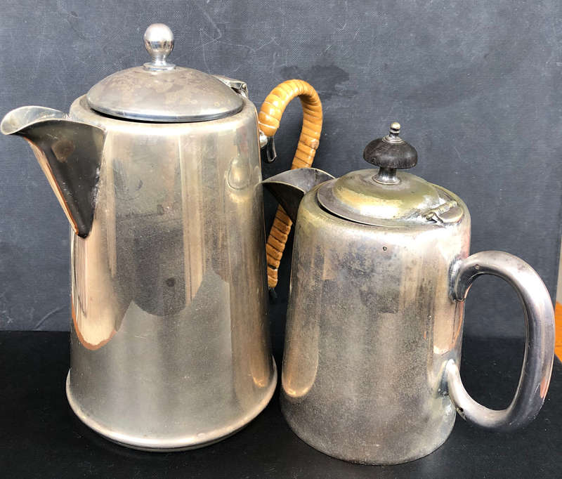 SILVER PLATED TWO COFFEE POTS HOTEL WARE