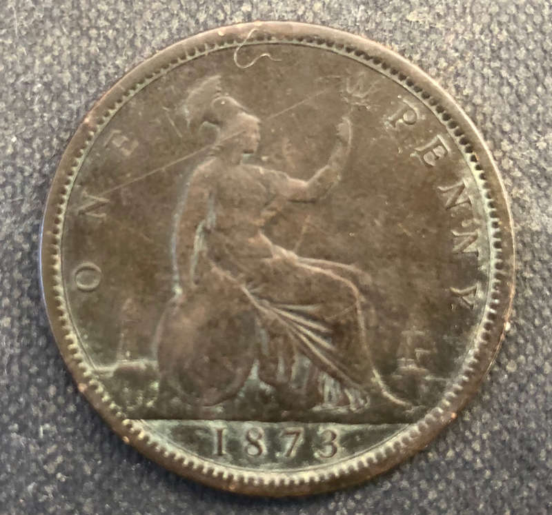 PENNY BRITISH 1873 VICTORIAN WITH YOUNG HEAD