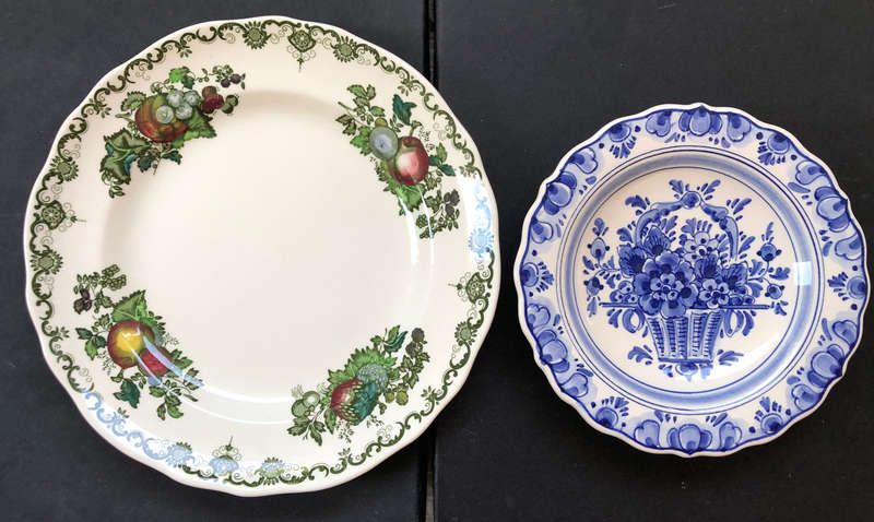 DELFT PLATE AND MASON'S IRONSTONE FRUIT BASKET PLATE