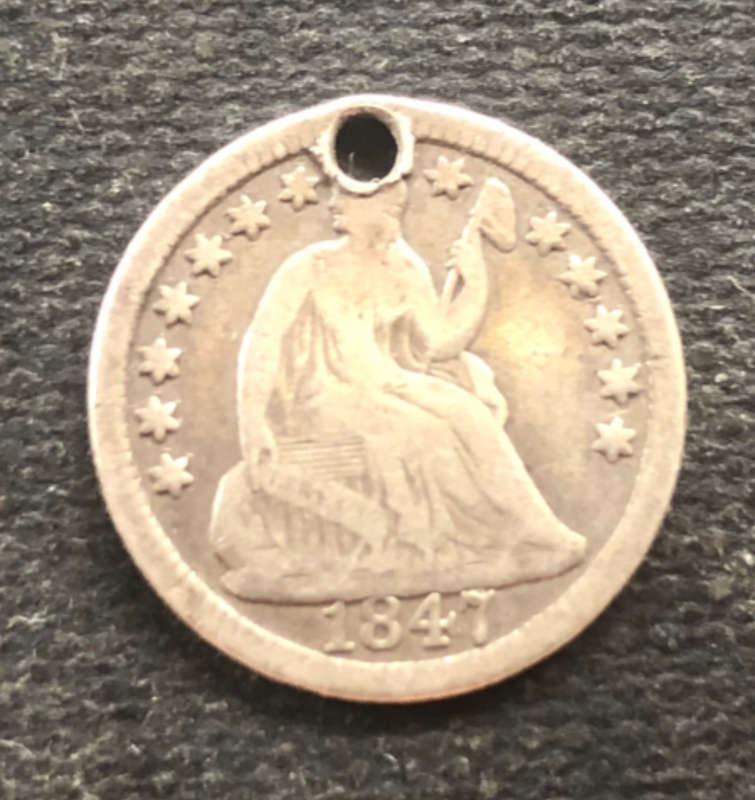 HALF DIME 1847 SILVER UNITED STATES OF AMERICA