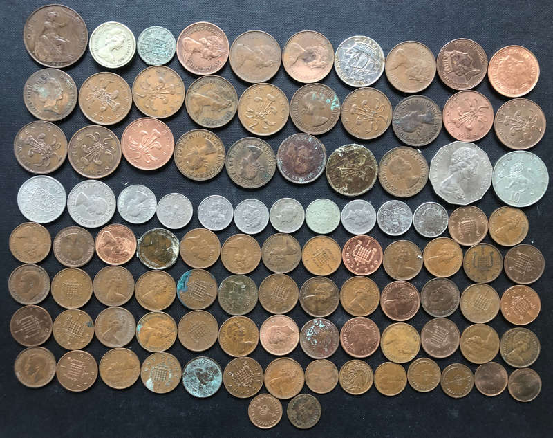Britain 98 Coins Collection from 1916 and from One Pound to One Farthing
