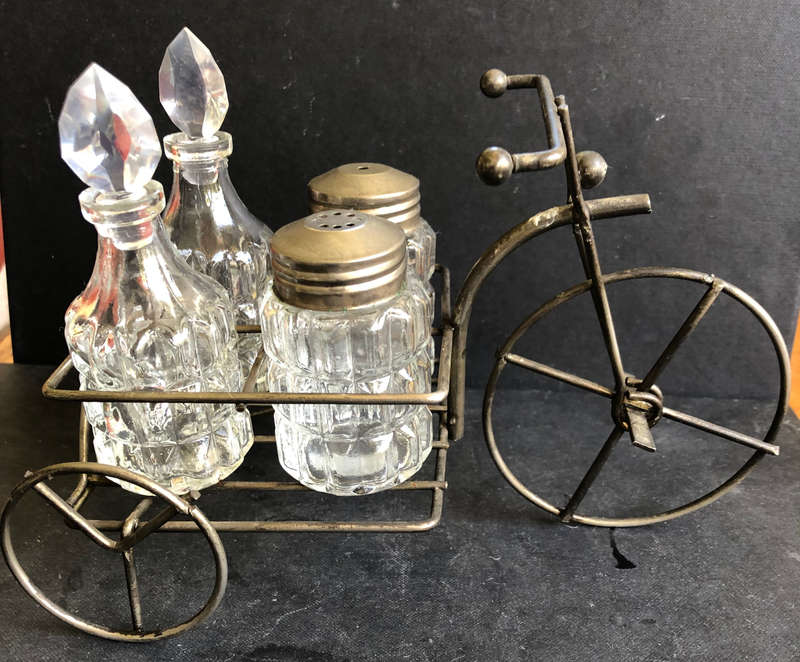 CRUET SET DELIVERY BICYCLE FOUR PIECE