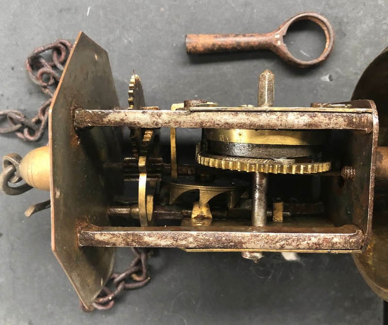 CLOCKWORK ANTIQUE BRASS BOTTLE JACK SPIT ROASTING BRAAI TURNER CIRCA 1890 SIGNED W JONES