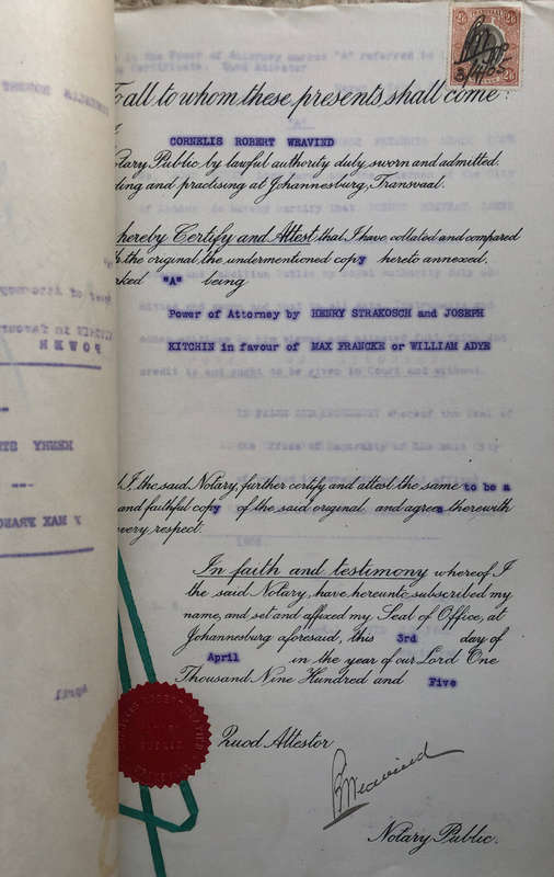 STAMP 1905 TRANSVAAL REVENUE TWO SHILLINGS AND SIXPENCE ON SEALED DOCUMENT