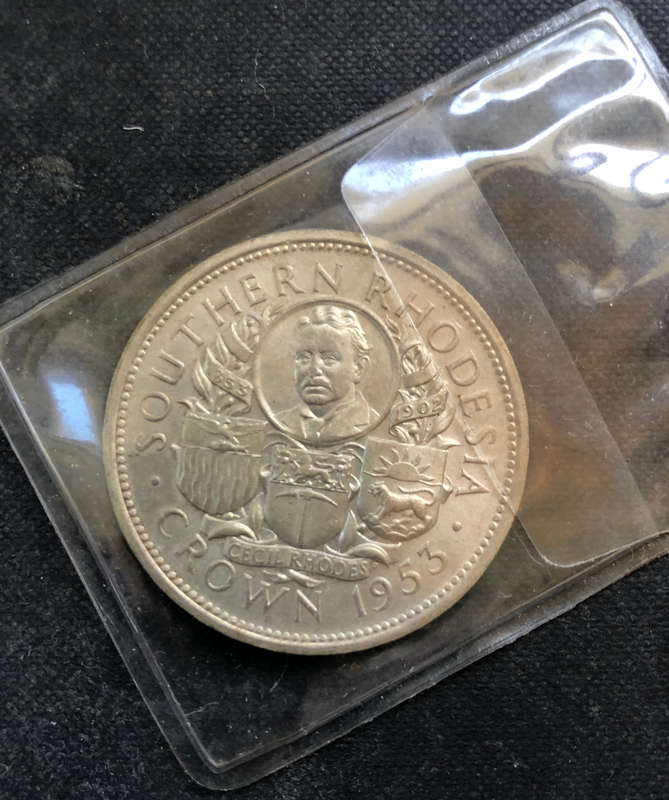SILVER CROWN SOUTHERN RHODESIA 1953 COIN IN CAPSULE