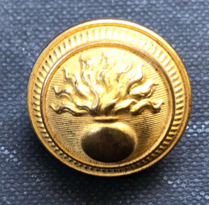 MILITARY FRENCH BRASS TUNIC BUTTON VINTAGE GRENADIER SIGNED J DALY, CAFFARATTO CIE