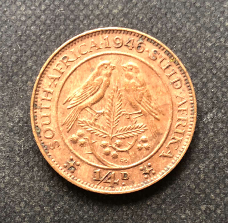 FARTHING 1946 STRIPES UNION OF SOUTH AFRICA GEORGE VI