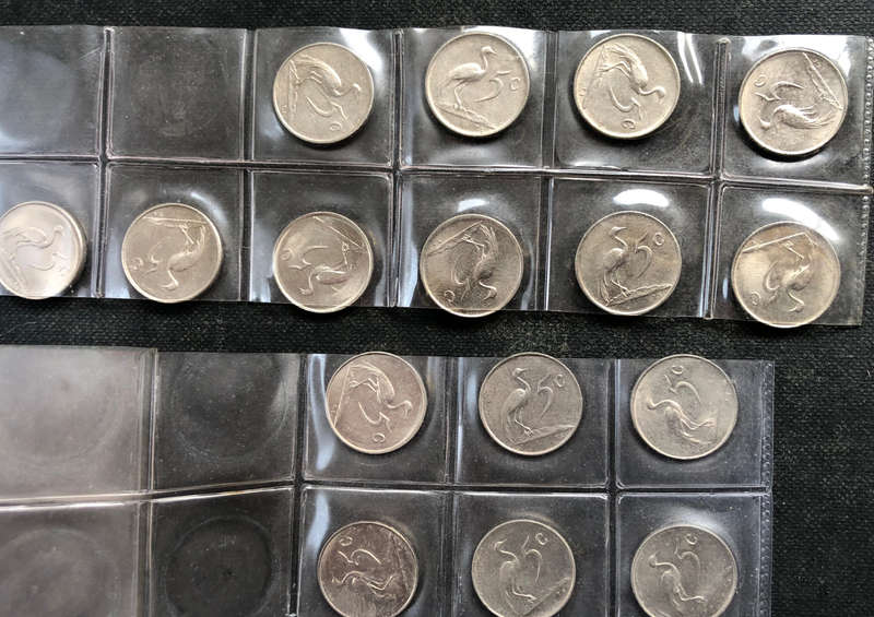 FIVE CENTS SOUTH AFRICA 1965 1966 1967 1968 1969 1970 1971 1972 1973 ENGLISH & AFRIKAANS VARIATIONS