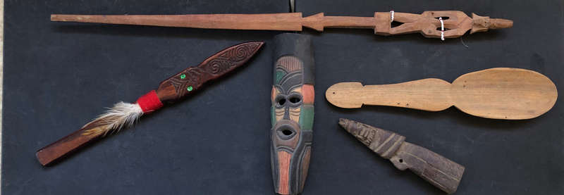 AFRICAN WOOD HAND CARVINGS COLLECTION OF 5 ITEMS