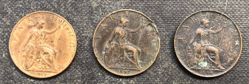 FARTHING UK 1896, 1897 AND 1899 UK COLLECTION OF 3