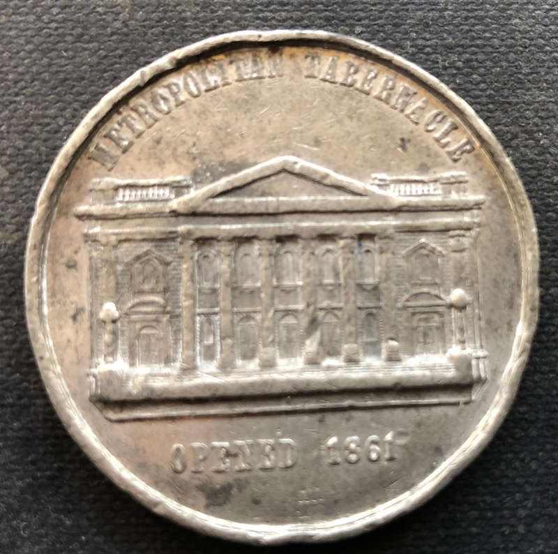 Coin 1861 Large issued to Commemorate the Opening of the Metropolitan Tabernacle C H Spurgeon