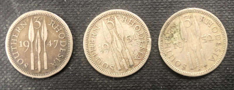 Rhodesia Three Pence 1947 1951 1952