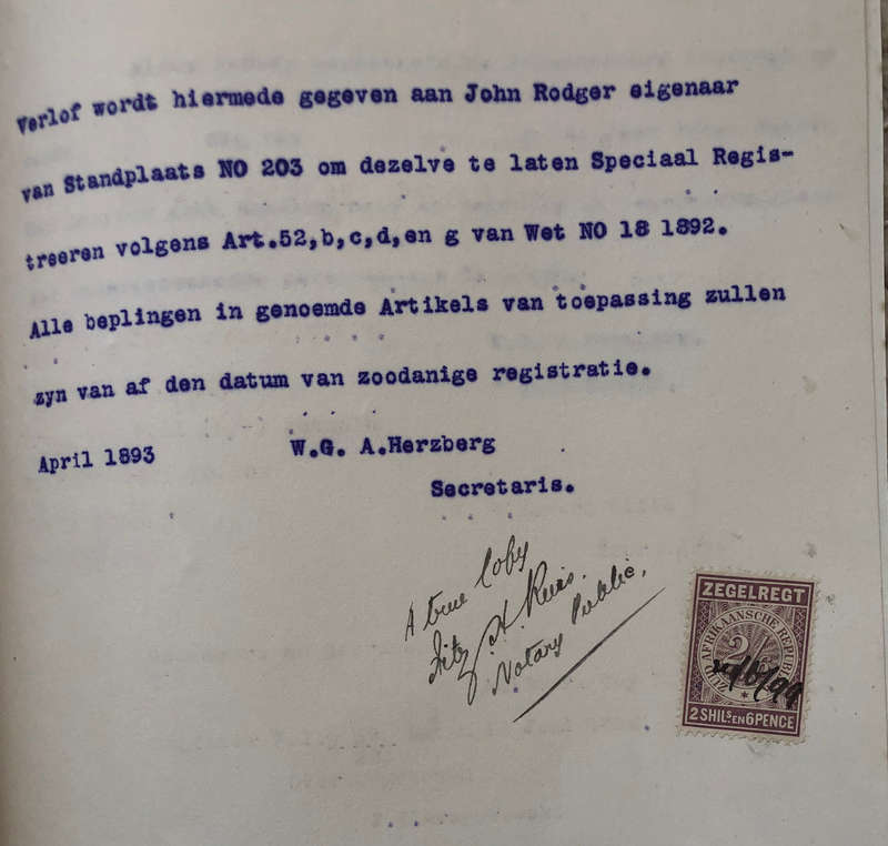 STAMP ZUID AFRIKAANSCHE REPUBLIEK ZEGELREGT 1899 TWO SHILLINGS AND SIXPENCE ON DUTCH DOCUMENT