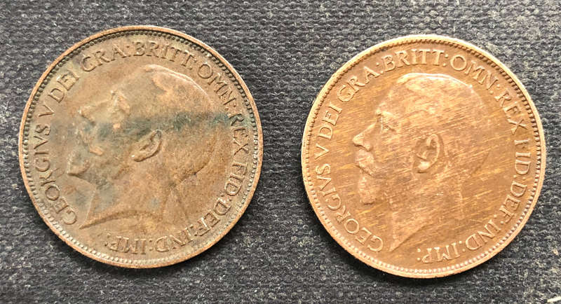 HALF PENNY 1921 AND 1924 BRITAIN COLLECTION OF TWO COINS