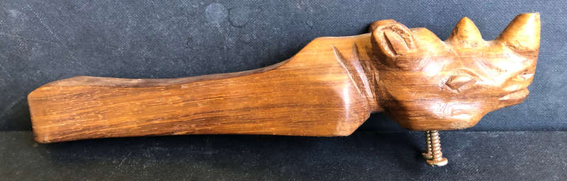 BOTTLE OPENER WOOD HAND CARVED RHINO