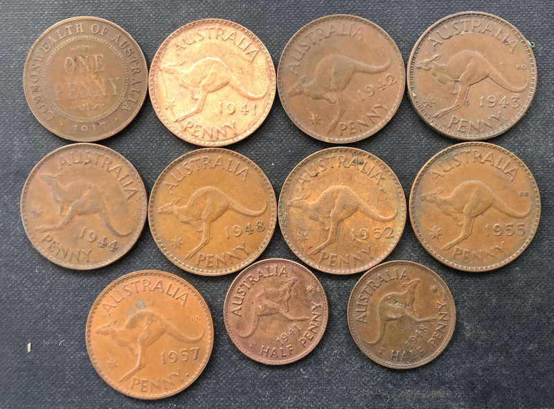 Penny 1917 1941 1942 1943 1944 1948 1952 1955 1957 Half Penny 1941 1948 Australia