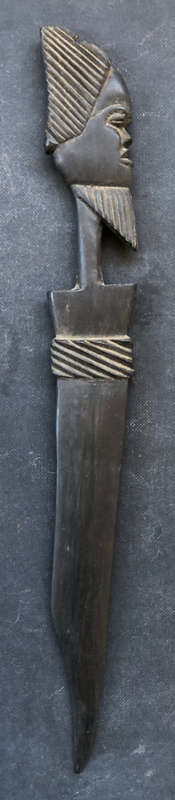 AFRICAN KNIFE OR DAGGER WOOD HAND CARVED