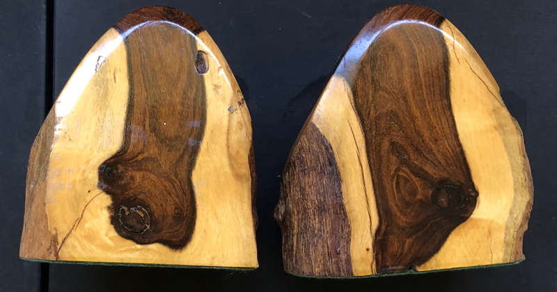 BOOKENDS PAIR AUSTRALIAN CROWN MULGA WOOD TYPICAL 1960'S