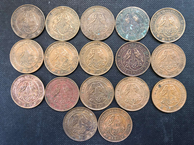QUARTER PENNY Farthing 1943 1944 1946 1947 1948 1950 South Africa 17 Coins