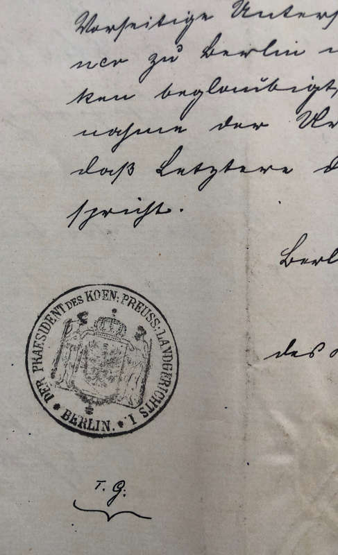 STAMPS 1895 PREUSSEN 1.5M STEMPELMARKE x 2 AND VARIOUS SEALS AND STAMPS ON HANDWRITTEN DOCUMENT